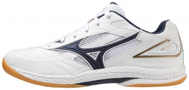 Mizuno Schuh Wave Drive 9 weiß/blau/gold 