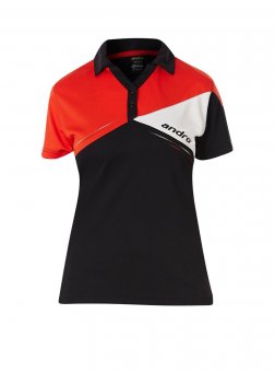 andro Polo Conor Women V-Neck schwarz/rot/weiß 