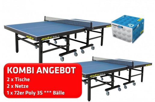 2er Kombi andro Roller blau + 2x Netz Niveau sw. + 72er speedball 3S 